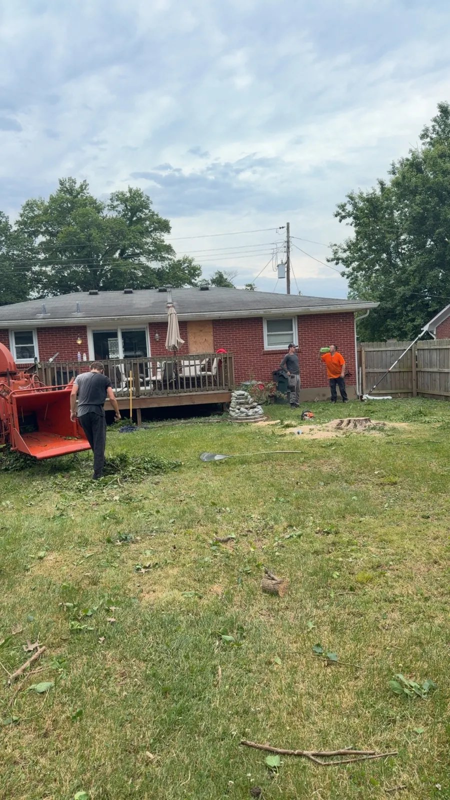 stump grinding cleanup in a Louisville KY backyard by B&R Services